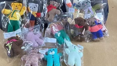 West Mercia Police  Teddy bears knitted by the group 