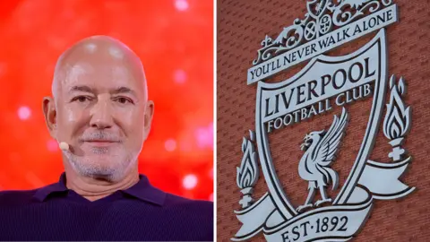 Jeff Bezos and Liverpool FC badge