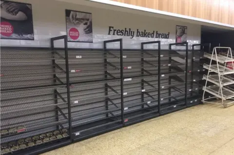 Lisa Byfield-Green/Twitter Shelves low on stock in Swindon