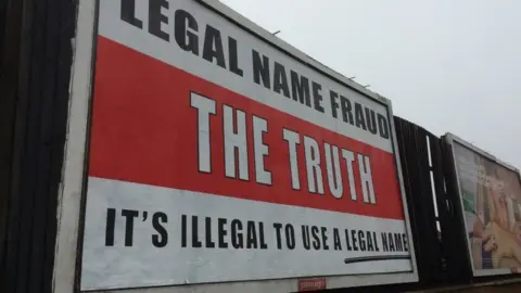 "Legal name fraud" poster in Great Yarmouth