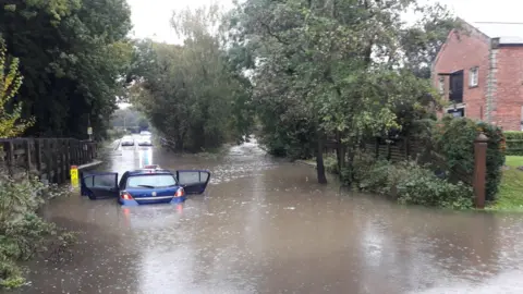 Nottinghamshire Fire and Rescue Service Car stuck in flood water