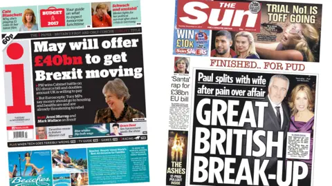 i and Sun front pages for 21/11/17