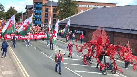 BBC Welsh independence march in Bangor