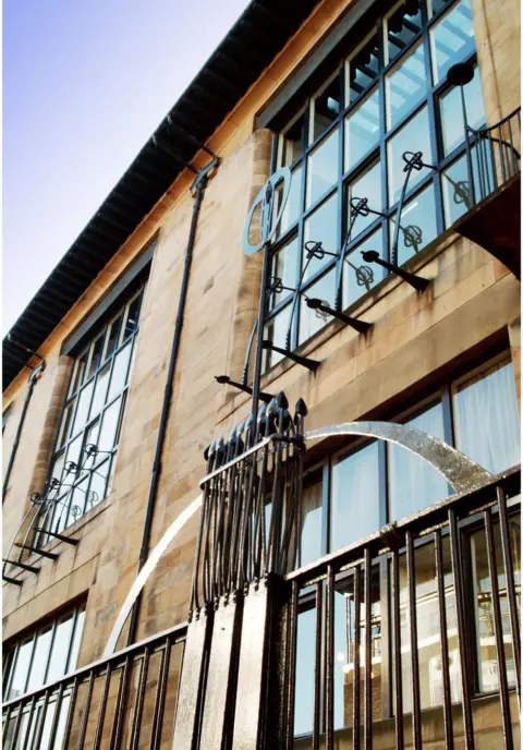 McAteer Photograph Abstract detailed shot of Mackintosh Building facade from Renfrew Street showing studio windows