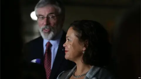 PA Mary Lou McDonald. with Gerry Adams