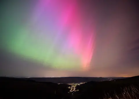 Lee McGrath Northern Lights pictured over the Rhondda in May