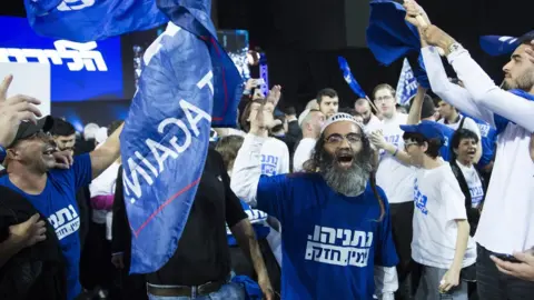 AFP Likud supporters celebrate at the party's headquarters in Tel Aviv on 10 April 2019
