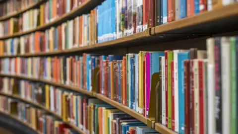 Getty Images Books on bookshelves