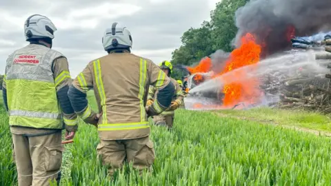 Fire off Lubberhedges Lane, Stebbing in Essex