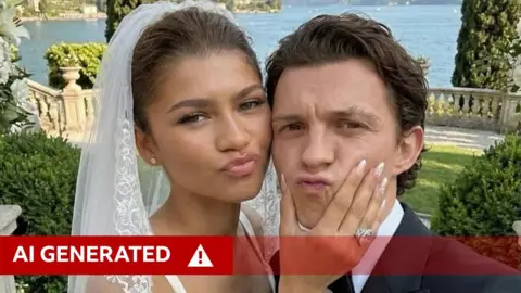 An AI created image of Zendaya and Tom Holland getting married