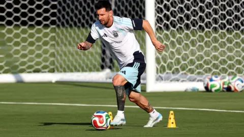 Jamie Squire/Getty Images Lionel Messi, during a team Argentina training session at Sporting KC Training Centre on June 03, 2026 in Kansas City, Kansas.