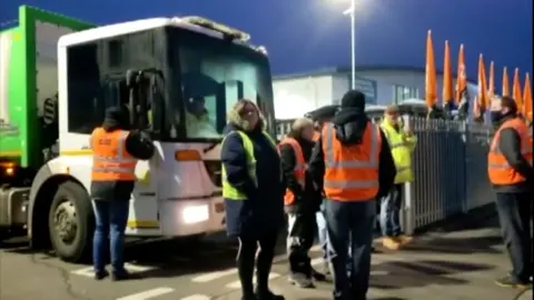 Striking bin workers in Eastbourne