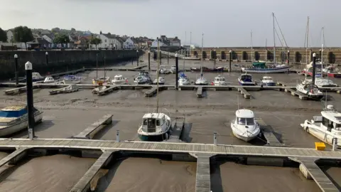 Boats docked at the marina in Watchet in Somerset