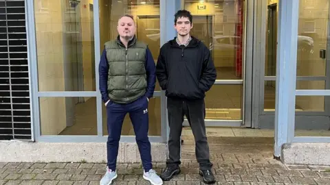 BBC GMB's Glasgow representative Chris Mitchell and Wyndford resident Sean O'Neill