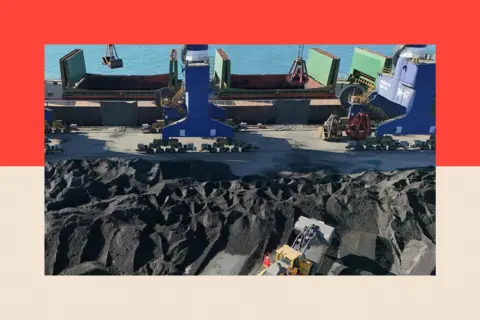 Future Publishing via Getty Images A batch of raw coal is being loaded onto a ship for shipment to a southern port from Yantai Port in Shandong Province, China 