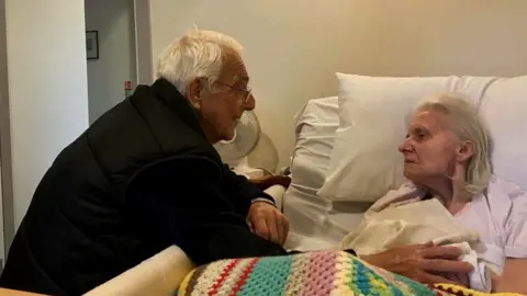 Stuart Dollery Stuart's dad Colin visiting Diana at her care home