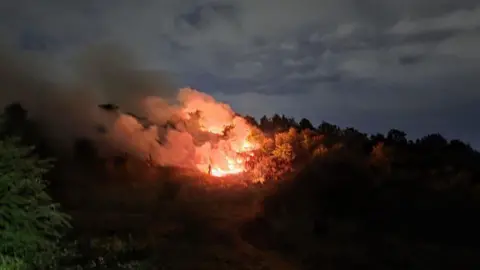 Nottinghamshire Fire and Rescue Service Wildfire at Brierley Forest Park in Sutton in Ashfield, Nottinghamshire