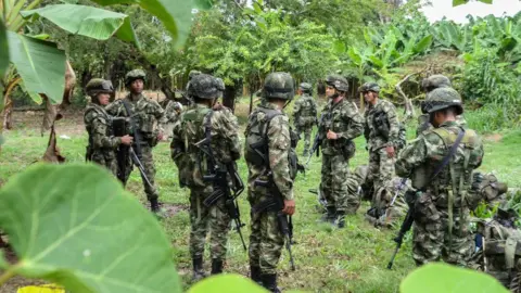 Getty Images Colombian soldiers near the Venezuelan border on March 23, 2017