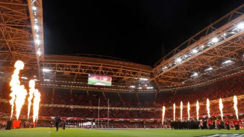 Getty Images Fireworks inside Principality Stadium