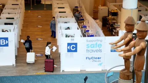 Getty Images A Covid screening centre at the Vancouver airport