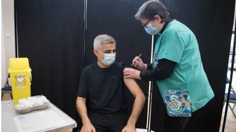 PA WIRE Sadiq Khan receives vaccine