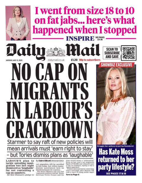 Daily Mail front page on Monday 12 May 2025