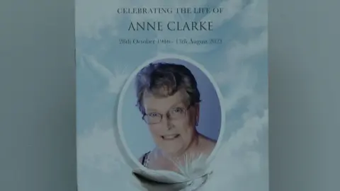 Supplied Image of the order of service for Anne Clarke's funeral