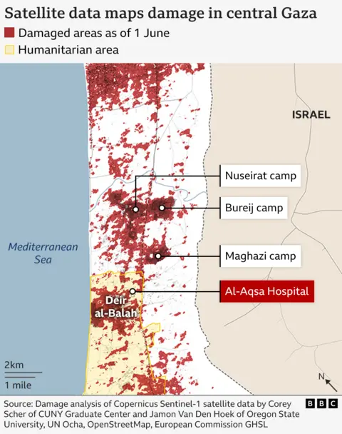 Satellite data maps damage in central Gaza (1 June)