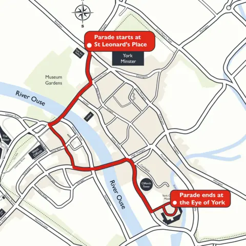 City of York Council A map showing the bus route along Museum Street Station Road Rougier St/George Hudson St Bridge Street Clifford Street Eye of York 