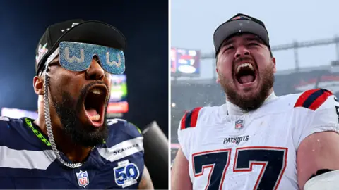Seahawks and Patriots celebrate reaching the Super Bowl