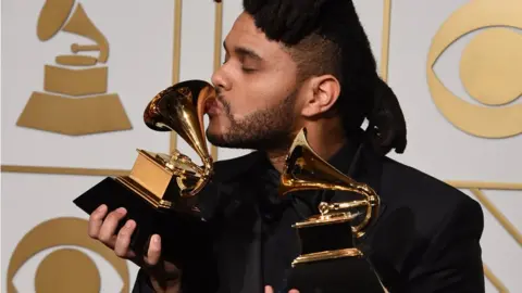 AFP The Weeknd at the 2016 Grammys