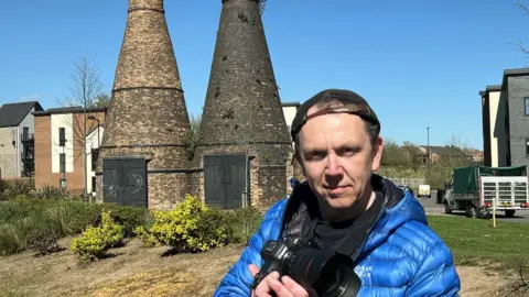 BBC Phil near a bottle kiln