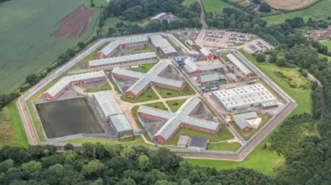 An aerial view of HMP Lowdham Grange in Nottinghamshire 