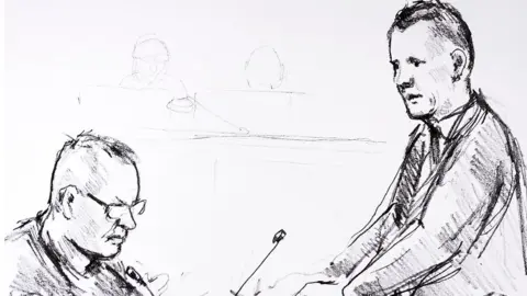 AFP/Ritzau Scanpix Court sketch of Peter Madsen by Anne Gyrite Schuett