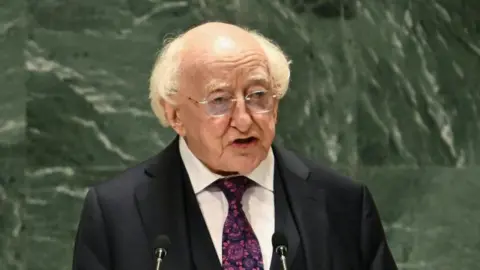 Getty Images President of Ireland Michael D. Higgins addresses the "Summit of the Future" in the General Assembly Hall at United Nations Headquarters in New York City