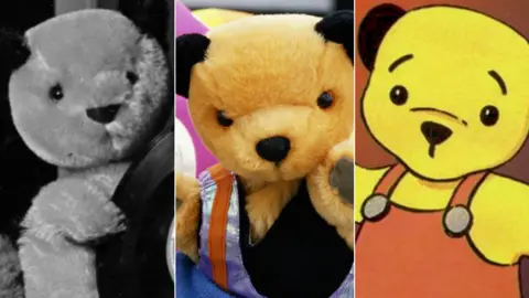 Getty Images/PA Sooty in 1961, 1995 and 1997