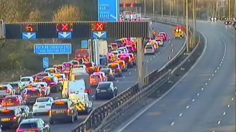 CCTV image of traffic queues on the M1