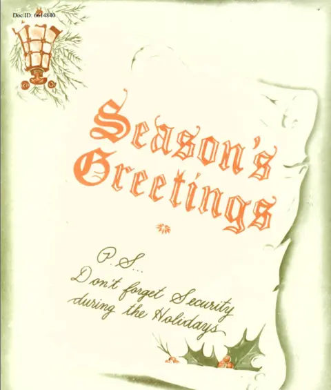 NSA "Season's Greetings - PS don't forget security during the holidays"