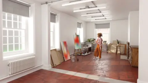 Dark Wolf Visuals Artist's impression of the renovation of five-storey, 24 Guildhall Road in Northampton