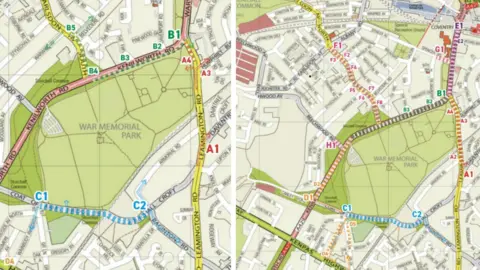 Coventry City Council Two maps showing the phased road closures