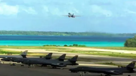 GETTY IMAGES The US military base in Diego Garcia, in the Chagos Archipelago