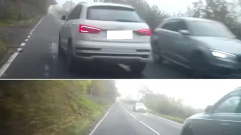 Go Safe Two photos via dashcam footage show a near miss