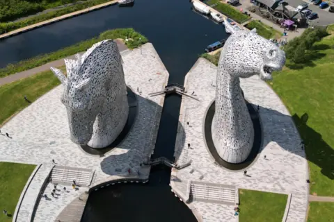 Nev Tinnion Looking down on the horse statues from above.