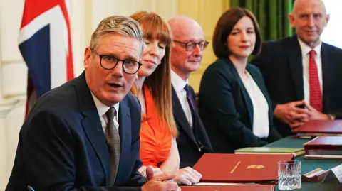 PA Media Prime Minister Sir Keir Starmer hosts his first Cabinet meeting at 10 Downing Street, London, following the landslide General Election victor