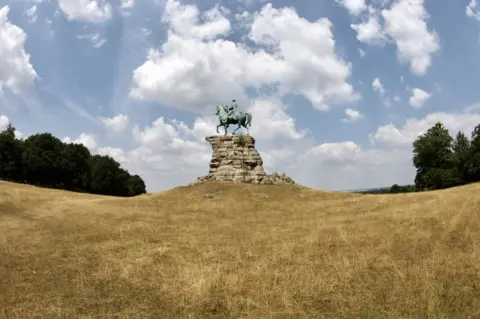 Geoffrey Swaine/REX/Shutterstock Parched grass at Snow Hill in Windsor Great Park by the Copper horse on a hot day.