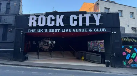 The entrance of Rock City, a music venue in Nottingham