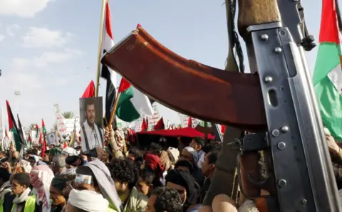 Getty Images Anti-Israel and US protest in Yemen