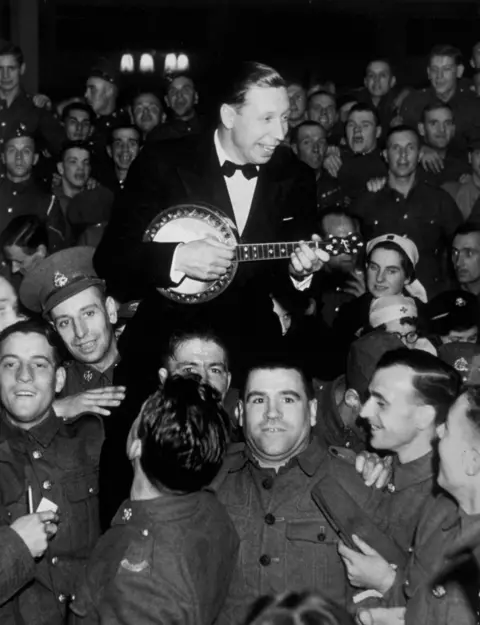 Getty Images George Formby entertaining troops 1939