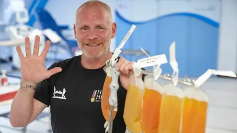 PA Media Stephen Franklin with plasma donations