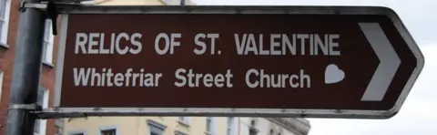 Whitefriar Street Church  signpost towards Whitefriar Street Church in Dublin